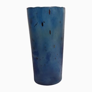 Vase Oral en Verre Bleu de Kosta Boda, 1980s