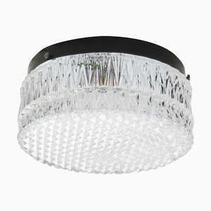Mid-Century Round Textured Glass Flush Mount