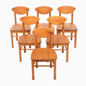 Vintage Pine Dining Chairs, 1970s, Set of 6
