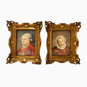 Oil on Copper Portraits by Milot, Italy, 1880s, Set of 2