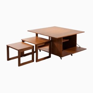 Mid-Century Coffee Table in Teak with Folding Tables and McIntosh Bar Cabinet from McIntosh