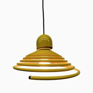 Vintage Yellow Spiral Hanging Lamp, 1970s