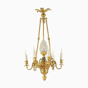 Louis XVI Style Chandelier in Gilded Bronze, 1900s