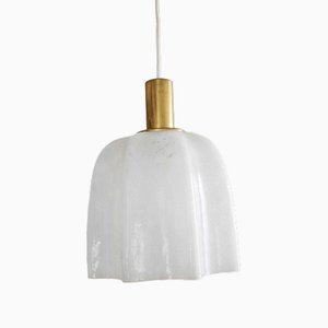 Space Age Pendant Lamp in Ice Glass and Brass from Limburg