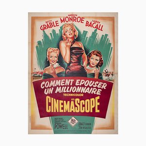 Poster How to Marry a Millionnaire par Boris Grinsson, France, 1953