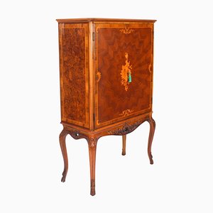 Vintage Italian Marquetry Inlaid Burr Walnut Cocktail Cabinet, 1950s