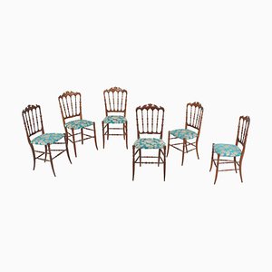 Mid-Century Wood Chairs attributed to Guiseppe Gaetano Descalzi for Fratelli Levaggi, Italy, 1950s, Set of 6