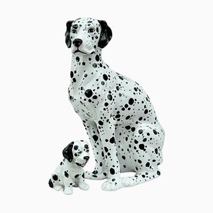 Vintage Ceramic Statue of Dalmatian with Puppy, 1970s, Set of 2