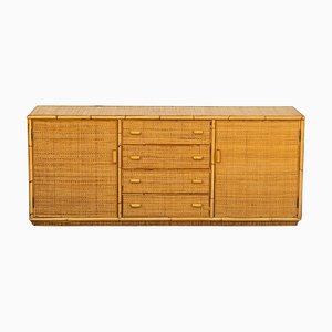 Wicker and Bamboo Chest of Drawers, 1970s