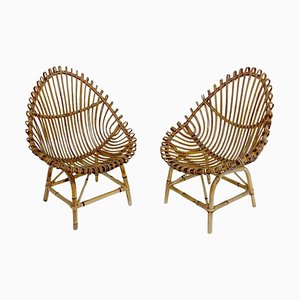 Vintage Bamboo Lounge Chairs, 1960, Set of 2