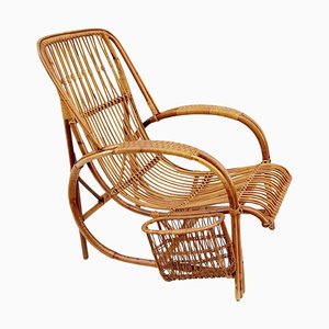 Bamboo and Wicker Lounge Chair, 1950s