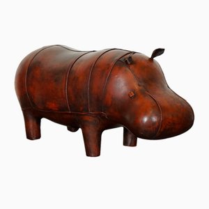 Antique Brown Leather Hippo Footstool from Liberty London