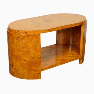 Table Basse Style Art Déco Ovale en Noyer