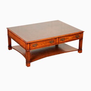 Large Burr Walnut Coffee Table with Double Sided Drawers from Brights of Nettlebed