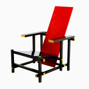Roter & Blauer Stuhl von Gerrit Rietveld für Cassina, 1970er