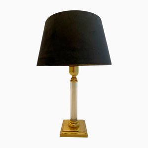 Vintage Acrylic Brass Table Lamp from Le Dauphin, 1970s