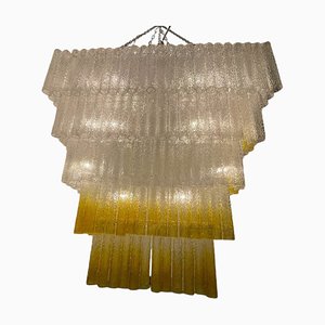 Large Textured Glass Chandelier, 1980s