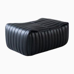 Ottomane Cinna Ligne Roset en Cuir Noir attribuée à Annie Hieronimus, 1973