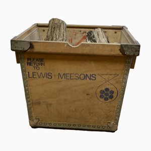 Caja de almacenamiento para impresoras antigua de madera, década de 1890