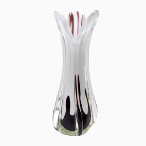 Large Vintage White Hand-Blown Sommerso Glass Vase attributed to Fratelli Toso, Italy, 1960s