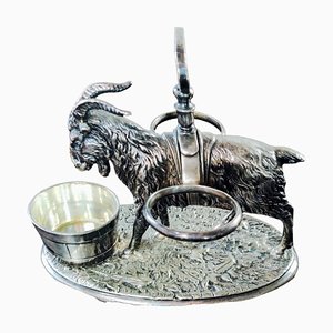 Ampolla di capra placcata in argento, 1871, set di 3