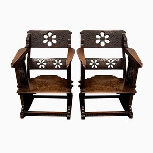 Vintage Chairs in Dark Wood, Set of 2