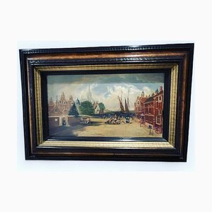 F Knot, Dutch Canal Scene, Oil Painting, Framed