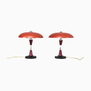 Rote Italienische Tischlampen aus Aluminium, 1960er, 2er Set