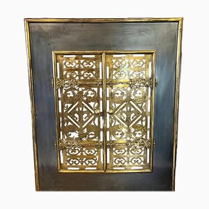Fireplace Screen with Doors in Iron and Brass, 1920s