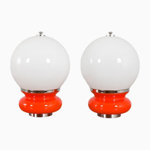 Italian Space Age Table Lamps in Murano Glass by Carlo Nason for Mazzega, 1970s, Set of 2