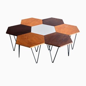 Tavolini da caffè esagonali modulari di Gio Ponti per Isa Bergamo, Italia, anni '50, set di 7