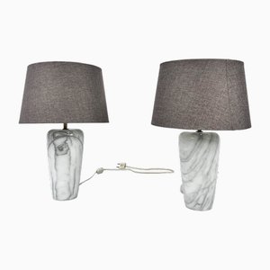 Italian Marble Table Lamps, 1980s, Set of 2