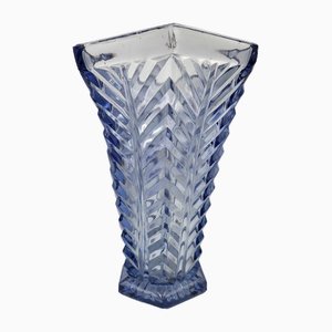 Vintage Art Deco Vase in Blau, 1920er