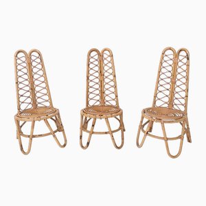 Italian Bamboo Garden Chairs, 1950s, Set of 3
