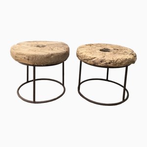 Tables d'Appoint Moulin en Bois, Chine, Set de 2