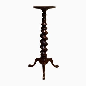 Brown Barley Twist Column Plant Stand on Tripod Legs