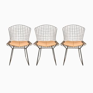 Mid-Century Italian Modern Dining Side Chairs with Seat Pads attributed to Harry Bertoia for Knoll Inc. / Knoll International, 1970s, Set of 8