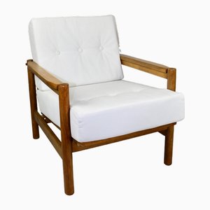 Vintage Armchair in White Ivory, 1970s