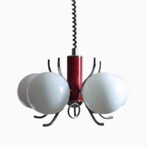 Lampadario vintage in vetro e metallo