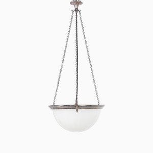 Rams Head Deckenlampe aus Mondsteinglas, 1920er