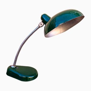 Lámpara de escritorio vintage de esmalte verde, años 50