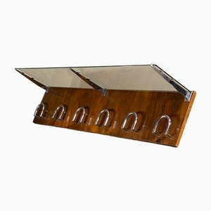 Mid-Century Wall Shelf in Chromed Metal and Glass