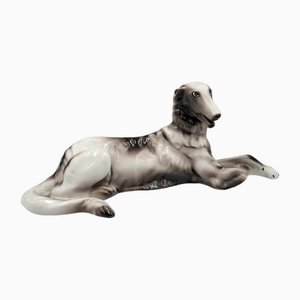 Porcelain Greyhound Dog from Wałbrzych, 1970s