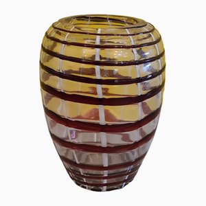 Vintage Glass Vase with Swirl Decoration, 1990s