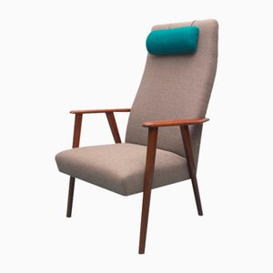 Vintage High-Back Armchair in Gray, 1965
