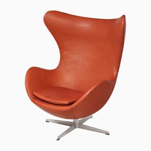 Egg Chair in Leather by Arne Jacobsen for Fritz Hansen, 1966