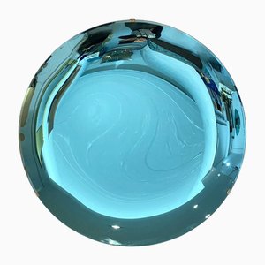 Miroir Convexe Bleu avec Structure Ajustable en Fer