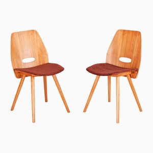 Mid-Century Beech Dining Chairs attributed to František Jirák for Tatra Nabykov, Slovakia, 1950s, Set of 5