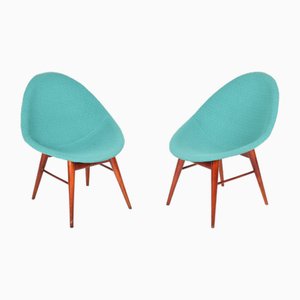 Mid-Century Upholstered Beech Chairs attributed to Miroslav Navrátil, Former Czechoslovakia, 1960s, Set of 2