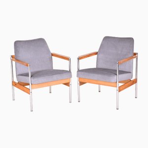 Set of Mid-Century Scandinavian Oak Armchairs, 1970s